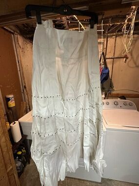 2 Ashley Stewart White Tiered Maxi Skirt with Stud Accents
